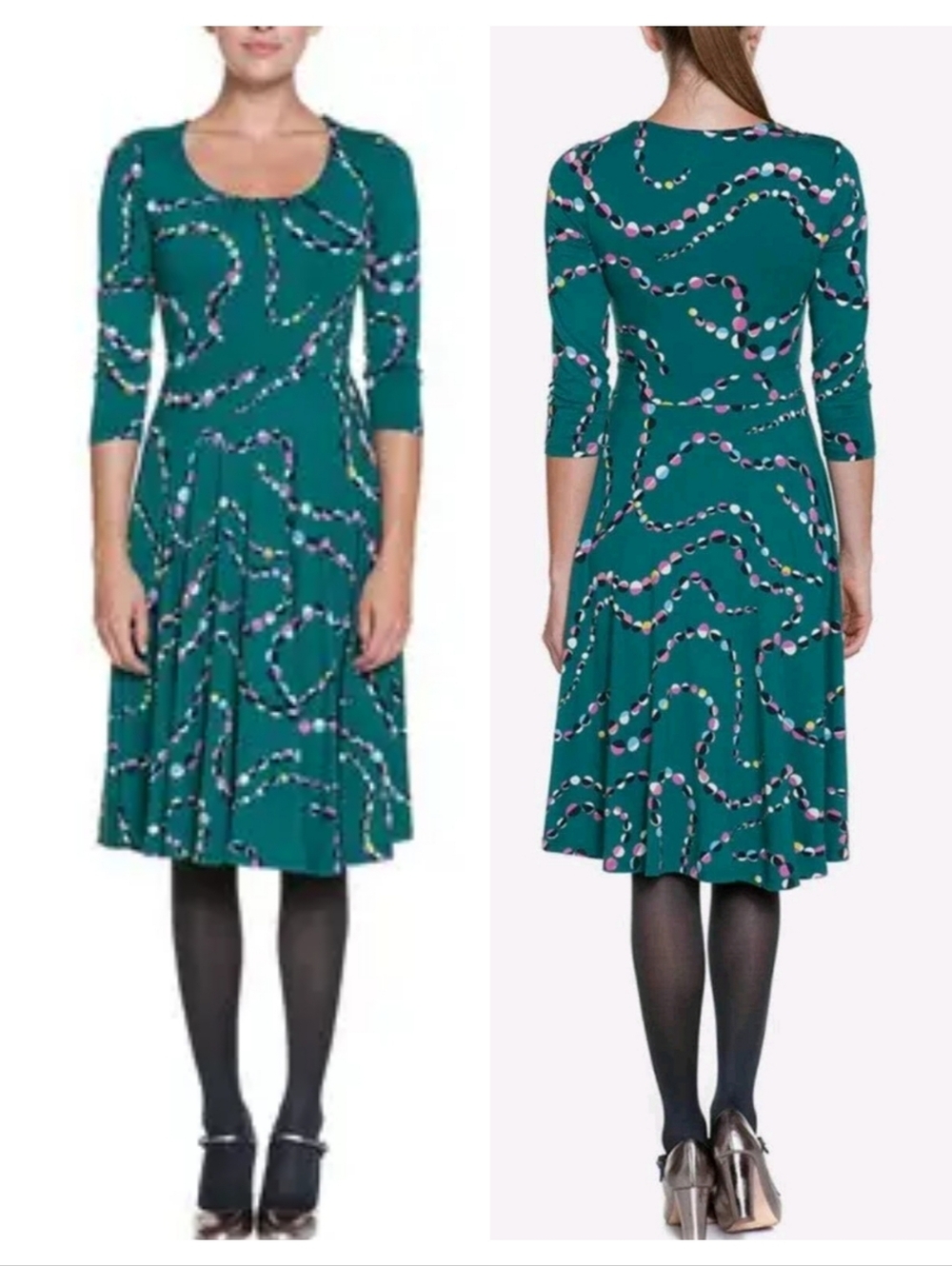 Boden Highgate Green Beads Print Jersey Dress Size 6
